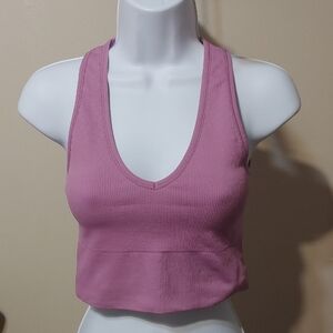 Athleta Purple Ribbed Cropped Tank Size Small